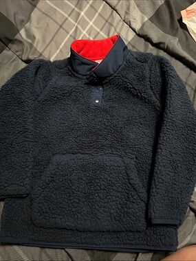 Carter's Navy Sherpa Pullover with Red Collar